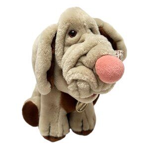 Vintage Wrinkles Ganz Dog Beige Plush Tag 10 in with‎ Bone and Tags 1984